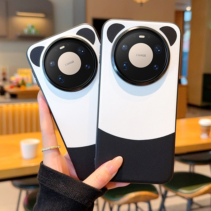 黑白熊猫拼色适用华为mate80Promax手机壳华为Mate80Pro保护套创意个性华为mate80防摔壳可爱卡通男女手机套