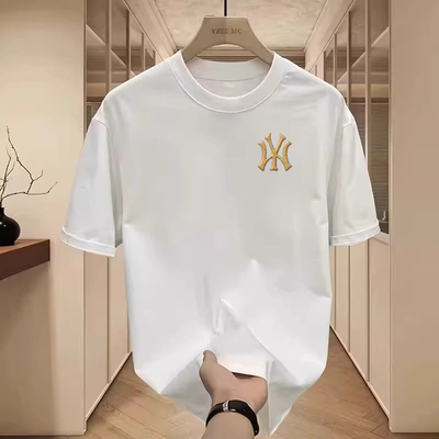 夏季男士纯棉字母刺绣宽松T恤