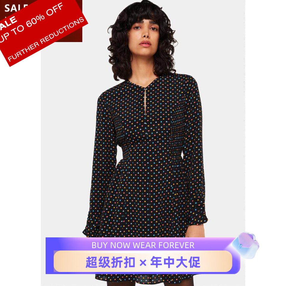 WHISTLES长袖爱心碎花连衣裙