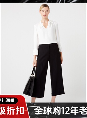 HOBBS白色长袖衬衫衬衣上衣V领直筒简约清新淑女气质OL风通勤百搭