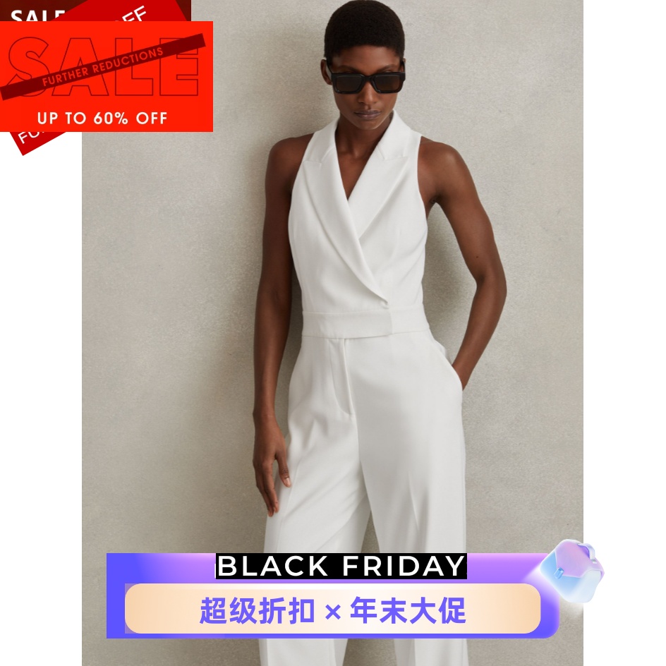 REISS白色西服领连体裤