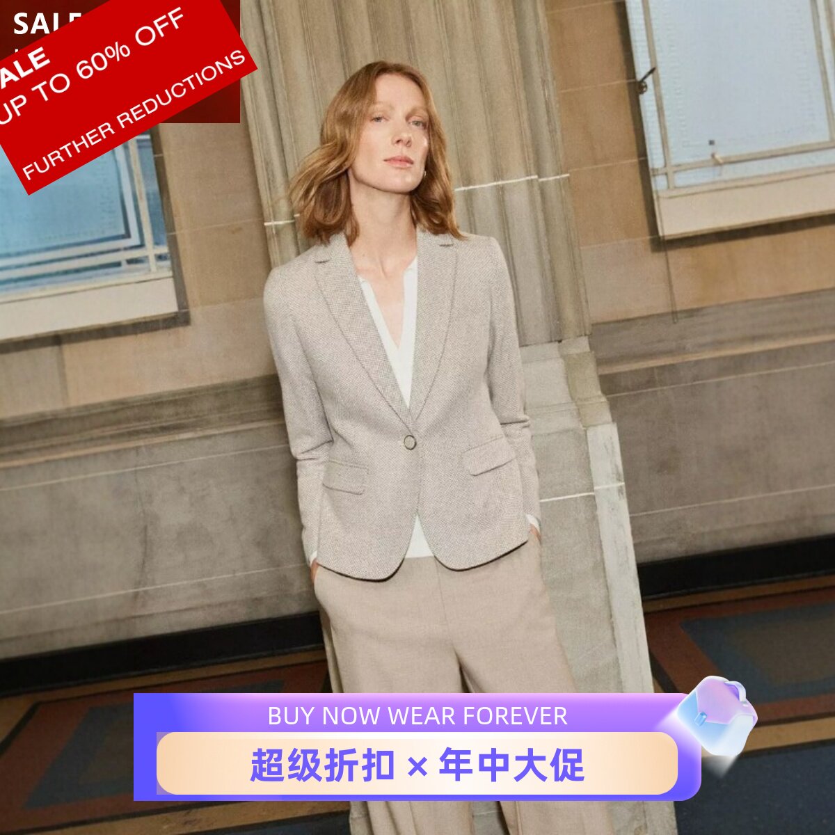 HOBBS中立色一粒扣西服西装夹克外套短款修身干练OL气质百搭