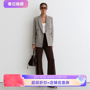 REISS浅灰羊毛西服西装 外套双排扣斑驳纯简约干练气质通勤商务OL