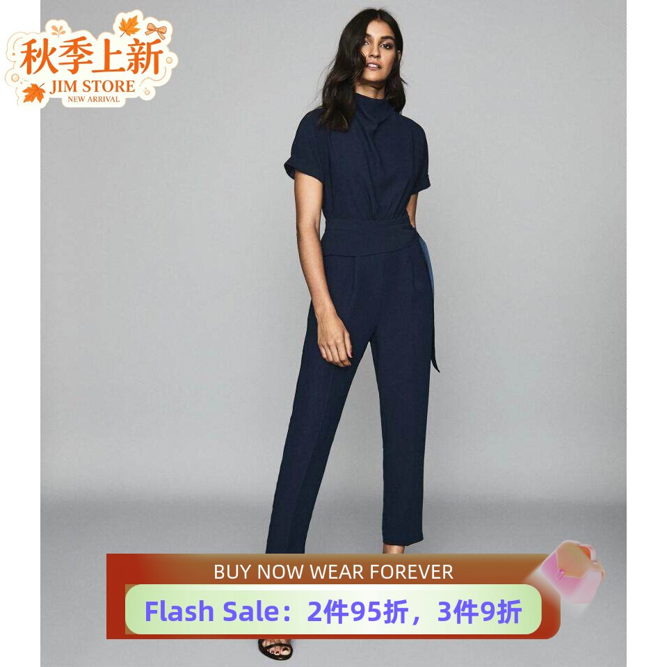 REISS蕊丝正品英国代购新款女士连体裤短袖纯色长裤干练气质百搭
