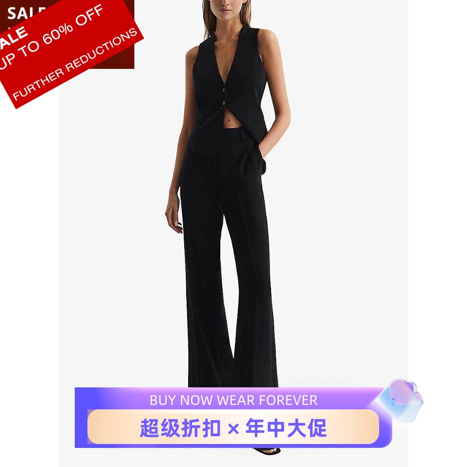 reiss黑色正装裤微喇阔腿