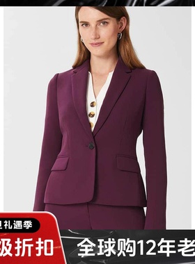 HOBBS深紫色短款一粒扣西服西装外套纯色修身优雅气质通勤干练OL