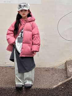 2026儿童冬季韩版加厚羽绒服中大童女童女生连帽面包服白鸭绒外套