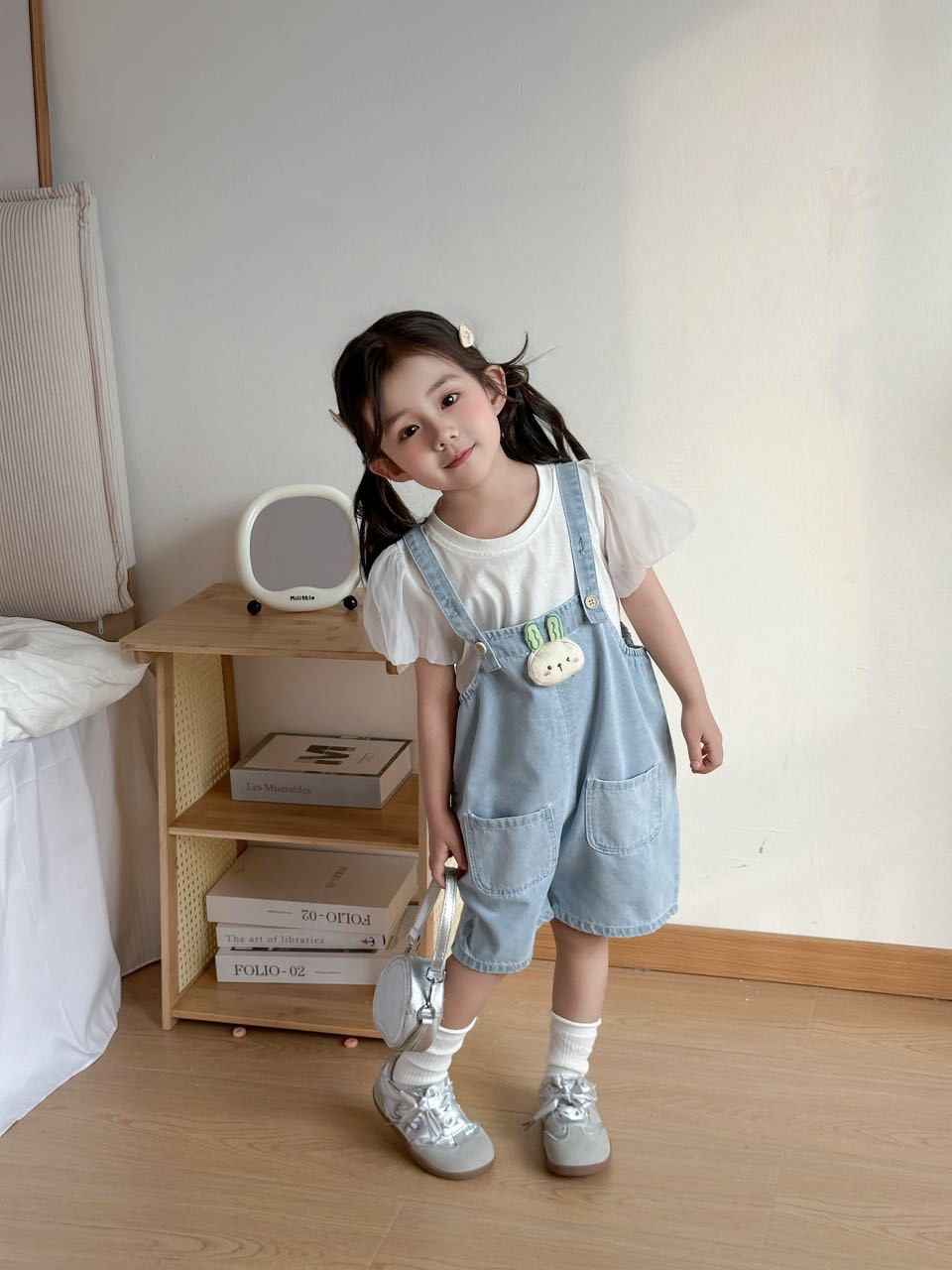 2026背带裤女宝宝夏季新款短裤小童短袖夏天牛仔裤女宝套装两件套