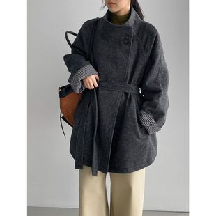 那末冬日高级感90白鸭绒内胆立领廓版格子风衣羽绒服外套女