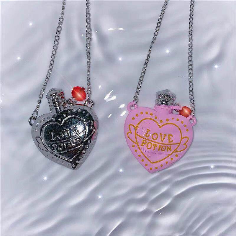 甜酷辣妹原宿y2k love potion爱情魔药爱心项链