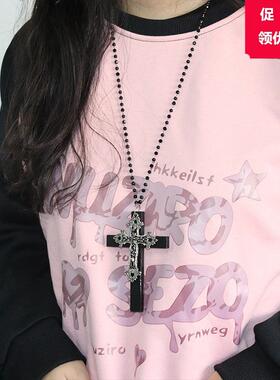 2025新款跨境外贸大十字架项链百搭长款万圣节暗黑哥特修女毛衣链