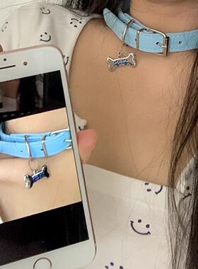 亚文化项圈可爱baby蓝骨头颈圈朋克choker ins辣妹甜辣