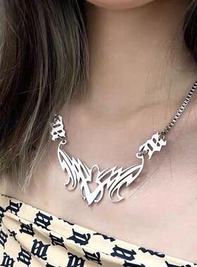 项链女潮ins简约冷淡风嘻哈荆棘爱心锁骨链颈链蹦迪网红配饰