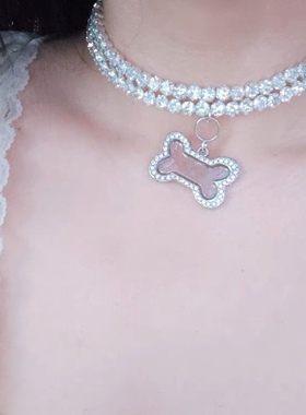 choker项圈女颈链辣妹水钻颈圈骨头