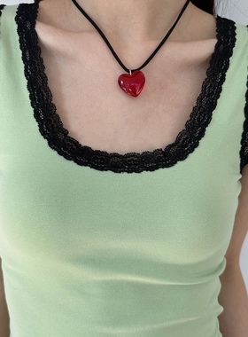 亚马逊新款不掉色小众水晶吊坠学生定制时尚个性百搭项链项链高级