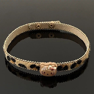 复古辣妹风豹纹小猫项圈女choker颈链脖子配饰精致高级感项链饰品