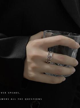 韩版小众设计做旧波浪镂空星星开口戒指女时尚个性ins风复古指环