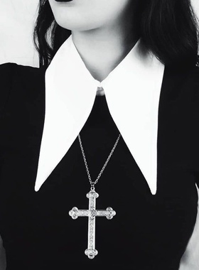 暗黑朋克哥特蒸汽十字架项链项圈choker亚文化脖圈颈链毛衣链