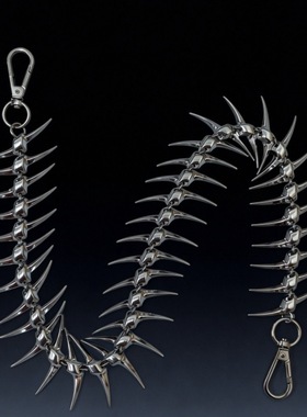 「骼骸」金属高克重鱼骨异形裤链原创手作拼接链条秀场设计感裤链