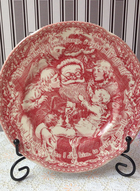 外贸出口英国Johnson brothers原单红色圣诞老人中西餐盘子装实盘