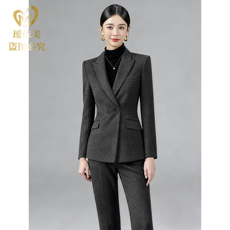 高端绵羊毛加厚西装外套女士休闲时尚职业套装冬装新款网红爆款