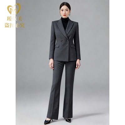 高端绵羊毛加厚西装外套女士休闲时尚职业套装冬装新款网红爆款