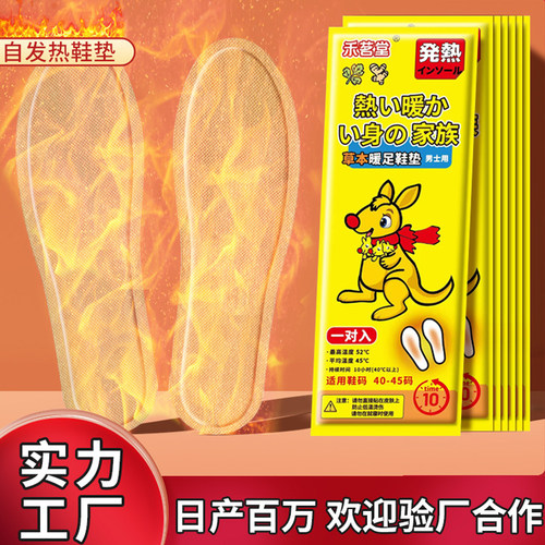 艾草自发热鞋垫暖宝宝暖贴暖足贴可行走防寒加热贴持久发热男款女