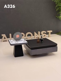 意式极简黑色茶几现代家用客厅茶几可移动茶几极简茶几轻奢高级感