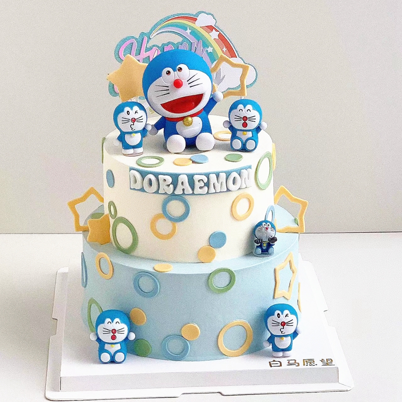 叮当猫蛋糕装饰摆件公仔哆啦艾梦DORAEMON机器猫生日场景布置插排