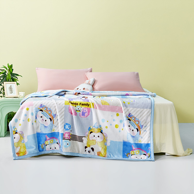 富安娜双层云毯加厚保暖学生卡通毯子双人毛毯法兰绒毯床单盖毯