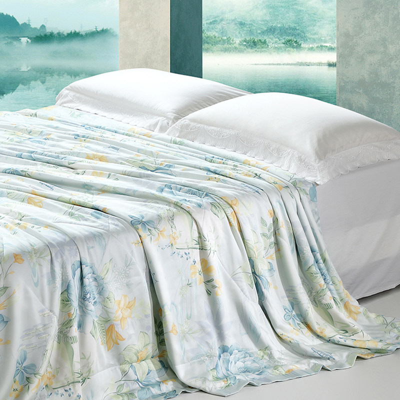 富安娜被子桑蚕丝被芯夏凉被60S天丝莱赛尔夏被夏季薄款空调被T