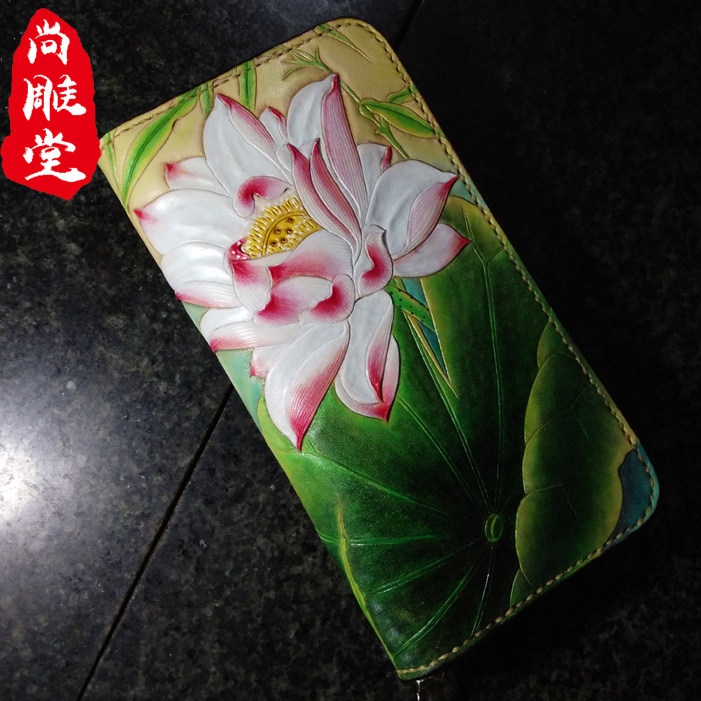 纯手工女士拉链包真皮