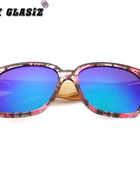 复古街拍潮人手工竹子腿彩膜眼镜