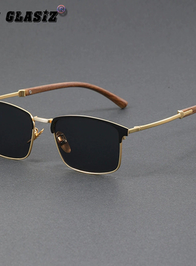 复古半框防强光防紫外线墨镜
