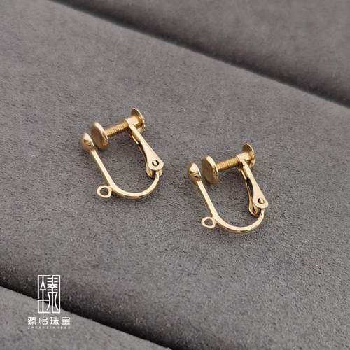 臻怡18k耳夹加工螺丝挂链一对