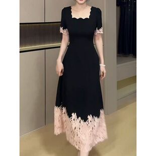气质赫本风蕾丝连衣裙女2026夏季新款超仙减龄修身显瘦A字裙