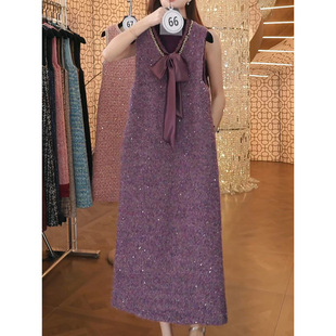 轻奢洋气重工镶钻V领马甲裙女2025秋季新款时尚名媛减龄显瘦A字裙