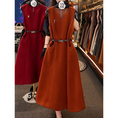 高贵优雅贵夫人纯色加厚背心裙2026春冬新款 简约通勤显瘦百搭裙子