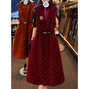 高档轻奢洋气贵夫人背心裙女2025冬季新款气质名媛收腰显瘦A字裙