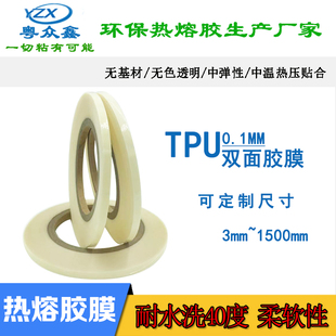 服装 面料TPU热熔胶膜耐水洗40度软性0.1mm厚背烫无痕封边双面胶条