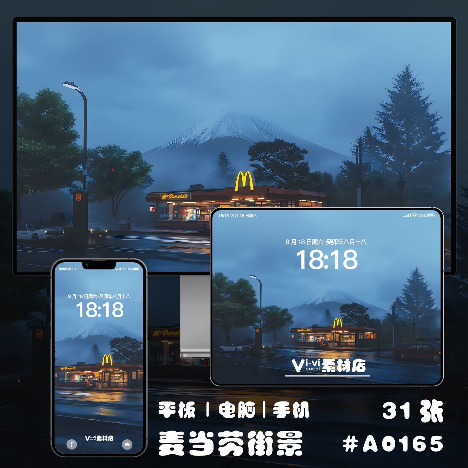 麦当劳街景治愈氛围感壁纸iphone苹果安卓手机电脑ipad平板壁纸图