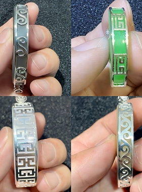 定做翡翠和田玉圆牌方牌无事牌青金绿松石925银18k金镶嵌空托包边