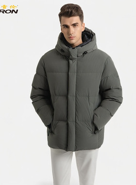 雪伦男士短款冬季羽绒服宽松休闲双层帽冬季新品