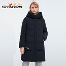 SHARON 羽绒服11567 雪伦连帽加厚修身 中长款