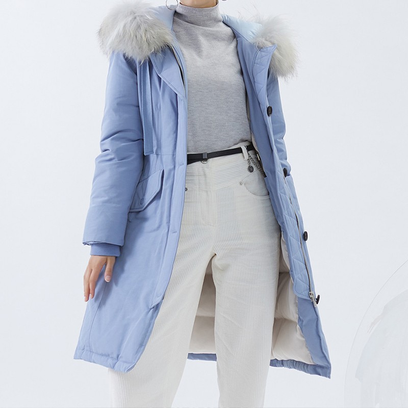 《特價福利》M新款直筒型韓系鴨絨保暖收腰中長款女式羽絨服外套
