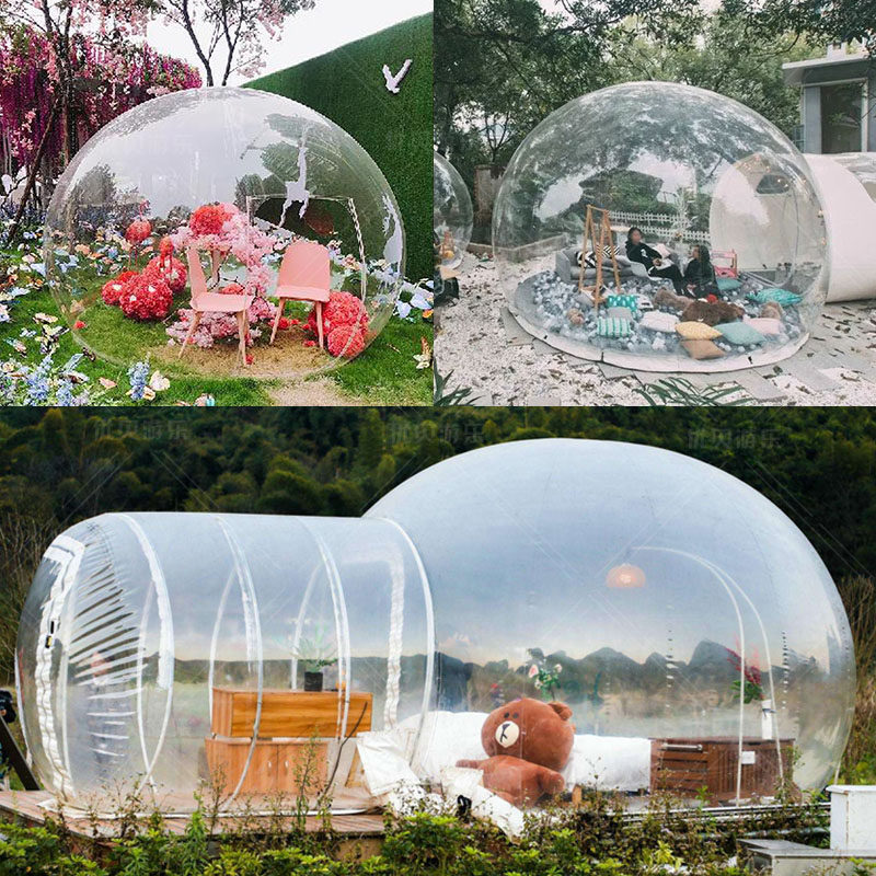 网红户外透明泡泡屋星空充气帐篷民宿天台露宿景区广告雪花球定制
