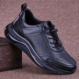 Универсальный летний дышащий кушон, кожаная спортивная обувь на платформе, туфли для отдыха для кожаной обуви, из натуральной кожи