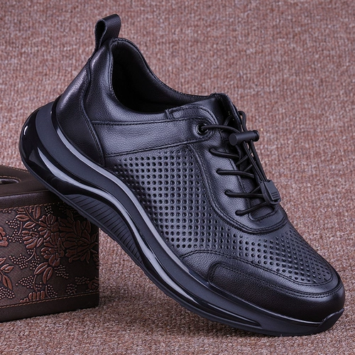 Универсальный летний дышащий кушон, кожаная спортивная обувь на платформе, туфли для отдыха для кожаной обуви, из натуральной кожи