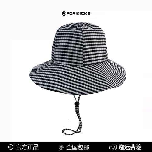 斐尅黑白格纹夏季遮阳渔夫帽女