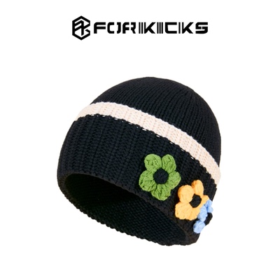 博主推荐设计师款小众冬季针织帽百搭冷帽子防风保暖护耳黑白显脸